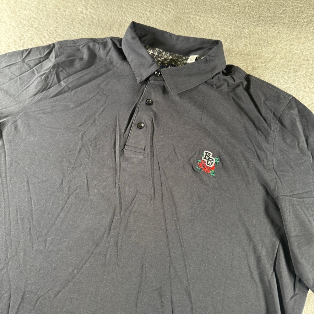 Vintage Robert Graham Polo Golf Shirt Black Athletic 2XL XXL Collar Short Sleeve